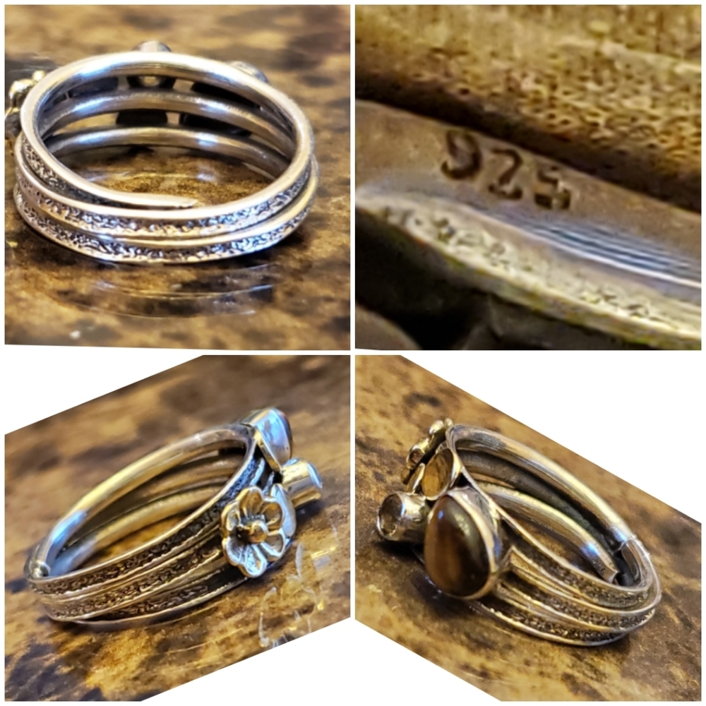 Tigers Eye & Topaz Ring Size 7 - Picture 6 of 7